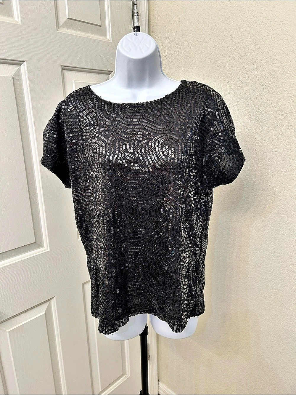 Michael Kors Sequin Blouse in Black Size Small